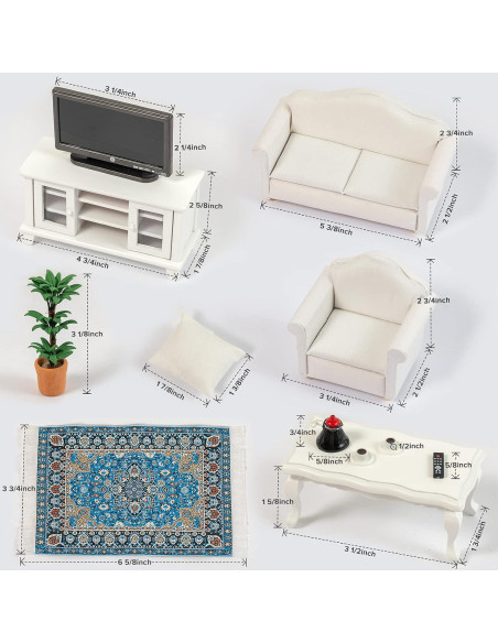 Muebles Miniatura Casa de Muñecas SAMCAMI 1:12 Blanco Muebles Miniatura Casa de Muñecas SAMCAMI 1:12 Blanco