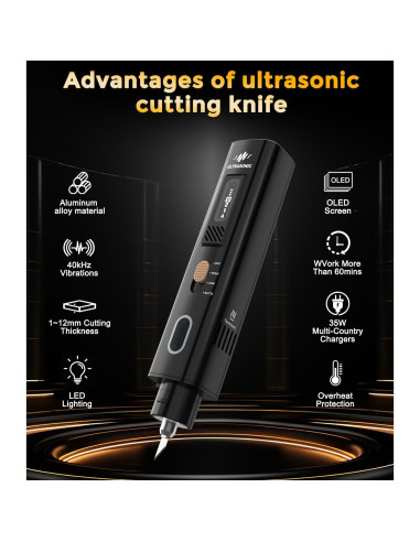 Cuchillo Ultrasonido 35W TURNRISE con Pantalla OLED y 50 Cuchillas
