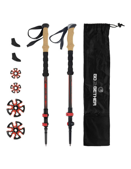 Bastones de Trekking G2 de Fibra de Carbono Telescópicos - Paquete de 2 Bastones de Trekking G2 de Fibra de Carbono Telescópicos - Paquete de 2