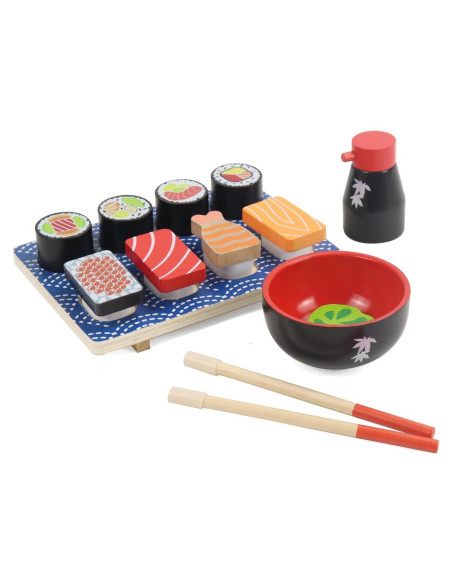 Juego de Comida de Sushi de Madera WoodenEdu 25,4 cm Juego de Comida de Sushi de Madera WoodenEdu 25,4 cm