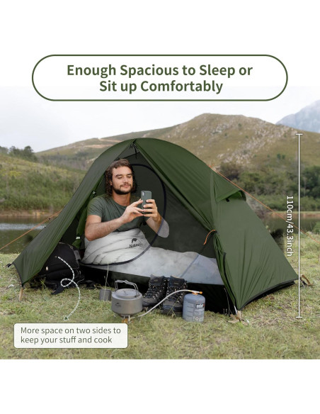 Tienda de Camping Naturehike 1 Persona Impermeable 3 Temporadas Tienda de Camping Naturehike 1 Persona Impermeable 3 Temporadas