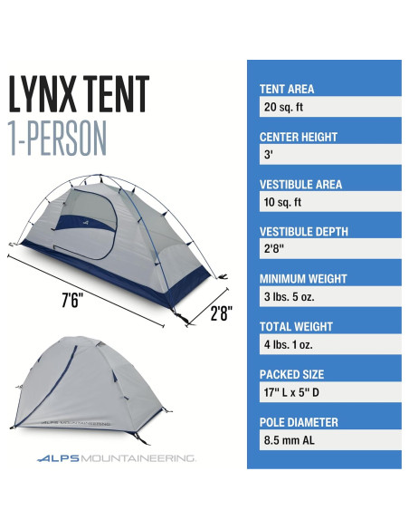 Tienda de Camping ALPS Lynx 1 Persona - Ligera e Impermeable Tienda de Camping ALPS Lynx 1 Persona - Ligera e Impermeable