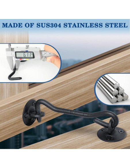 Gancho y Ojo de Privacidad Mooche 120mm Negro para Puertas Gancho y Ojo de Privacidad Mooche 120mm Negro para Puertas