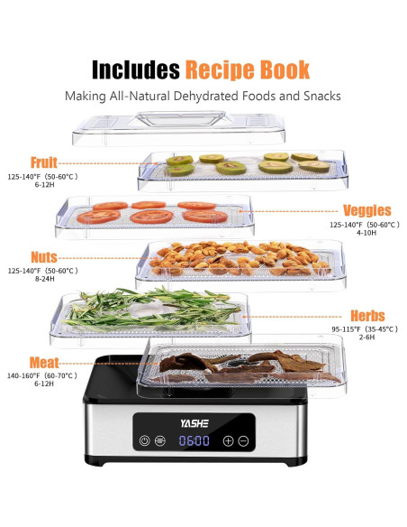 Deshidratador de Alimentos YASHE FD-1019 5 Bandejas 420W Deshidratador de Alimentos YASHE FD-1019 5 Bandejas 420W