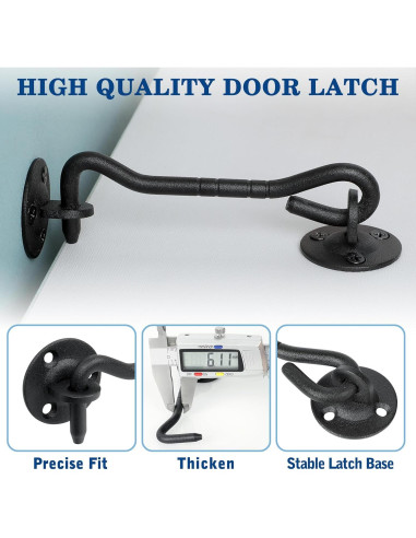 Gancho y Ojo de Privacidad Mooche 120mm Negro para Puertas