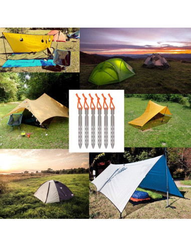 Estacas de Tienda Hikemax Titanio 6 Pack Ultraligeras