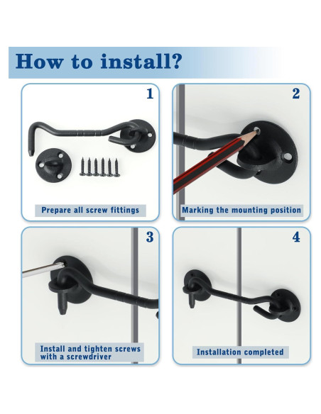 Gancho y Ojo de Privacidad Mooche 120mm Negro para Puertas Gancho y Ojo de Privacidad Mooche 120mm Negro para Puertas