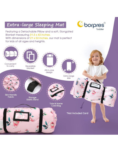 Mat de Nap Extra Grande BORPRES con Almohada y Manta Rosa