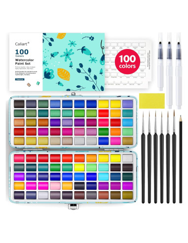 Juego de Pintura Acuarela Caliart 100 Colores con Pinceles