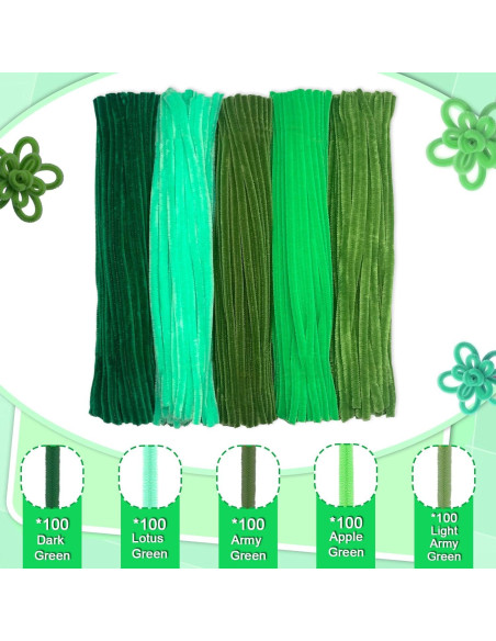 500 Limpiadores de Tubos Chenille Wiwbbitl 6mm x 30cm Verde 500 Limpiadores de Tubos Chenille Wiwbbitl 6mm x 30cm Verde