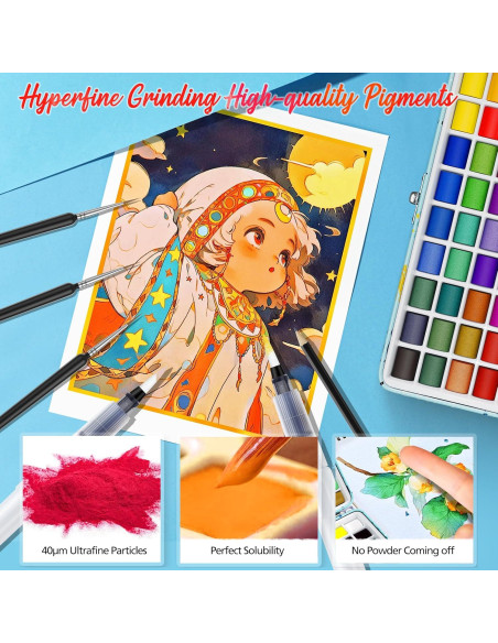 Juego de Pintura Acuarela Caliart 100 Colores con Pinceles Juego de Pintura Acuarela Caliart 100 Colores con Pinceles