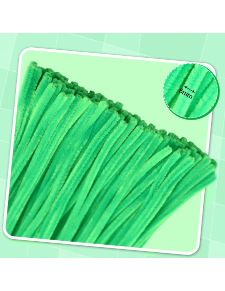 500 Limpiadores de Tubos Chenille Wiwbbitl 6mm x 30cm Verde 500 Limpiadores de Tubos Chenille Wiwbbitl 6mm x 30cm Verde