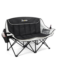 Silla de Camping Doble Seaonar Plegable 226.8 kg Negro y Gris