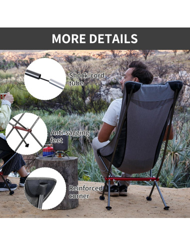 Silla de Camping Plegable Naturehike YL06, 150kg, Gris