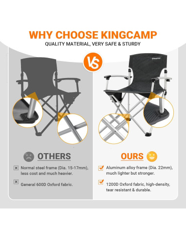 Silla de Camping Plegable KingCamp Deluxe Acolchada 136kg
