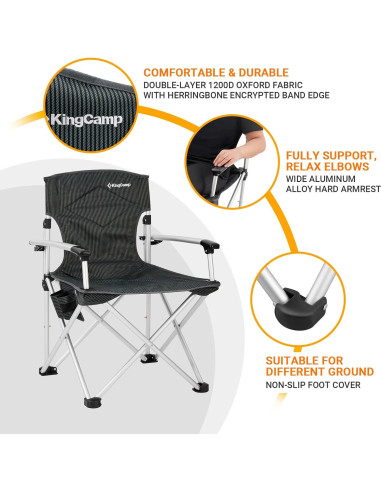 Silla de Camping Plegable KingCamp Deluxe Acolchada 136kg
