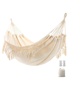 Hamaca Doble Boho YAERSI con Borlas 200x150cm 204kg