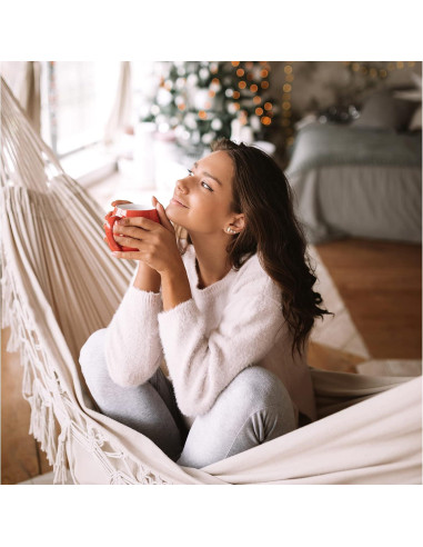 Hamaca Doble Boho YAERSI con Borlas 200x150cm 204kg