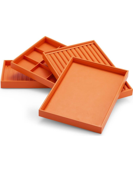 Organizador de Joyería Oirlv de Cuero Sintético Naranja 35x24 cm Organizador de Joyería Oirlv de Cuero Sintético Naranja 35x24 cm
