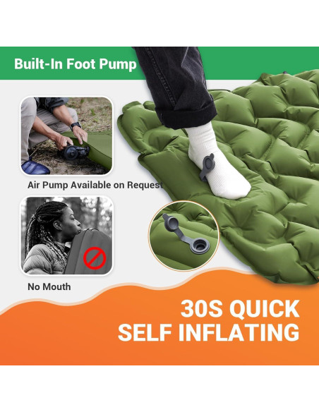 Colchón Inflable KingCamp KM2401 Verde 196x69x6 cm con Almohada Colchón Inflable KingCamp KM2401 Verde 196x69x6 cm con Almohada
