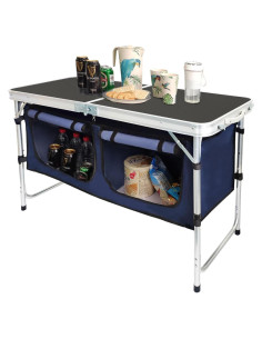 Mesa Plegable CampLand 120x47 cm Ajustable para Camping
