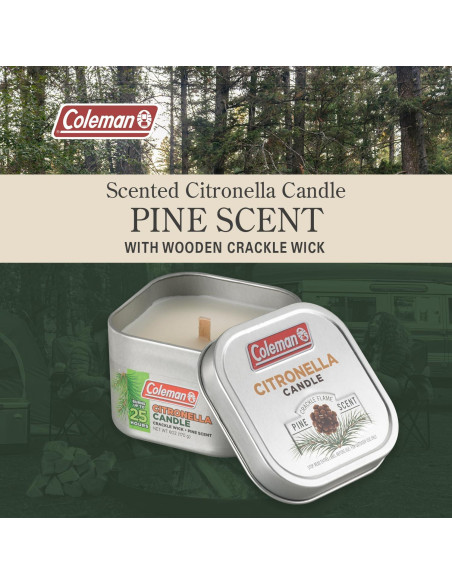 Vela de Citronela Coleman Aroma a Pino 170 g con Mecha de Madera Vela de Citronela Coleman Aroma a Pino 170 g con Mecha de Madera