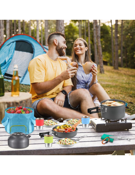 Kit de Cocina para Camping TOMSHOO 22 Piezas Aluminio 2.2L Kit de Cocina para Camping TOMSHOO 22 Piezas Aluminio 2.2L