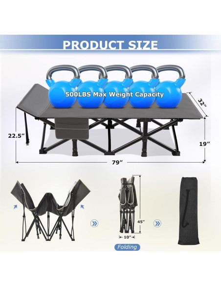 Cama de Camping Plegable Suteck XXL 200x80cm 226.8Kg Cama de Camping Plegable Suteck XXL 200x80cm 226.8Kg