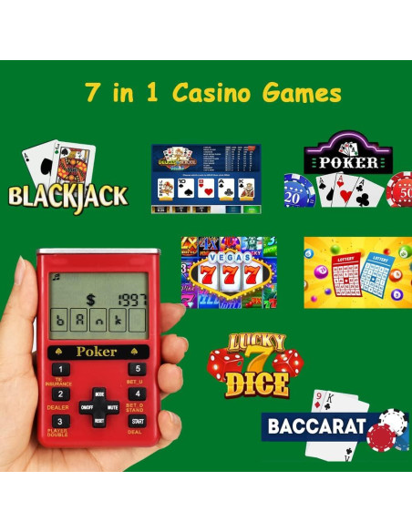 Juego de Casino Portátil 7 en 1 Like Electronic - LED Rojo Juego de Casino Portátil 7 en 1 Like Electronic - LED Rojo