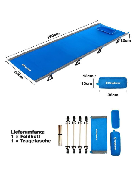 Cama Plegable KingCamp para Camping Adultos 190.5x63.5cm Cama Plegable KingCamp para Camping Adultos 190.5x63.5cm