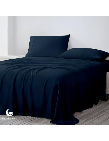 Juego de Sábanas Ajustadas SlumberWell 4 Piezas Microfibra 1800 Azul Marino