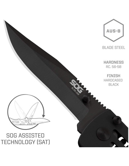 Cuchillo Plegable SOG SlimJim SJ32-CP Acero Inoxidable 5.08 cm Cuchillo Plegable SOG SlimJim SJ32-CP Acero Inoxidable 5.08 cm