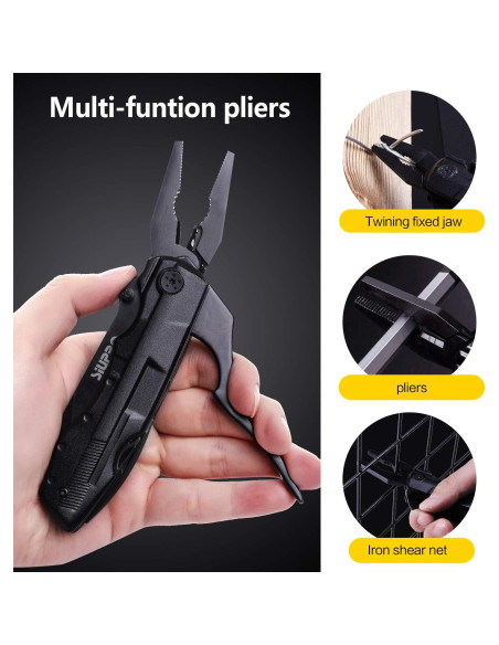 Cuchillo Multiherramienta SIUPRO 9 en 1 Plegable Negro Cuchillo Multiherramienta SIUPRO 9 en 1 Plegable Negro