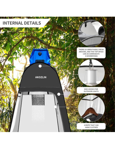 Carpa de Ducha Plegable AKOZLIN con Inodoro 120x120x190 cm