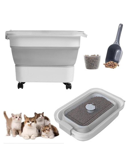 Contenedor Plegable de Almacenamiento para Comida de Mascotas JOROBURO con Ruedas Contenedor Plegable de Almacenamiento para Comida de Mascotas JOROBURO con Ruedas