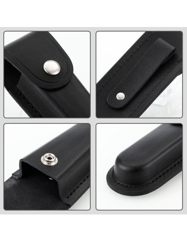 Funda de Cuchillo Plegable Qtcial de Cuero Negro 12.7 cm