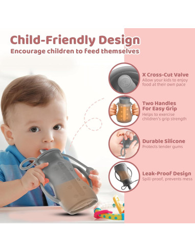 Bolsas de Comida Reutilizables para Bebés LOTBILL - 2 Unidades Gris