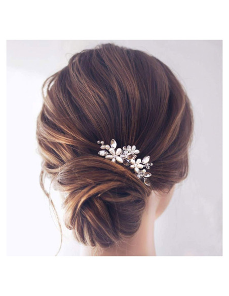 Horquillas de Pelo Plateadas JAKAWIN para Novias - 2 Piezas Horquillas de Pelo Plateadas JAKAWIN para Novias - 2 Piezas
