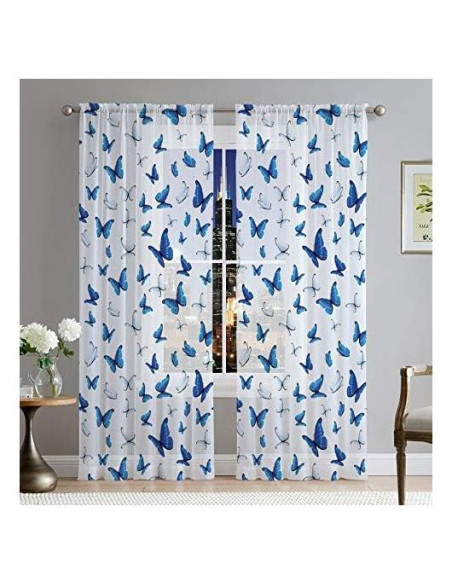 Cortinas Transparentes Manerly 2 Paneles 137x213 cm Mariposas Cortinas Transparentes Manerly 2 Paneles 137x213 cm Mariposas