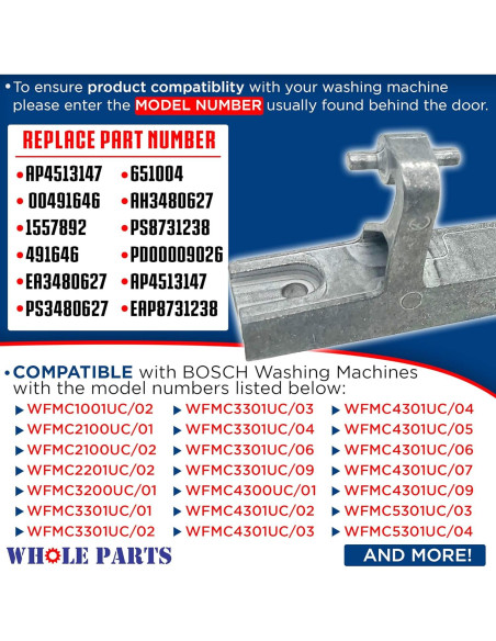 Bisagra de puerta Whole Parts 00651004 para lavadoras Bosch Bisagra de puerta Whole Parts 00651004 para lavadoras Bosch