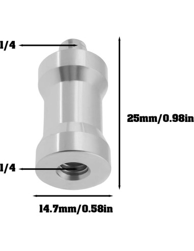 4 Adaptadores de Tornillo Rosca Macho 1/4" a Hembra 1/4" Aluminio
