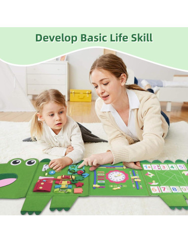Tablero Ocupado Montessori Cocodrilo 135x46cm para Niños