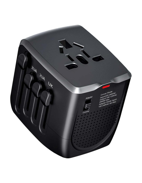 Adaptador de Viaje Convertidor de Voltaje 230V a 120V Negro Adaptador de Viaje Convertidor de Voltaje 230V a 120V Negro