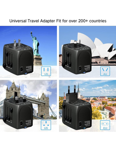 Adaptador de Viaje Convertidor de Voltaje 230V a 120V Negro Adaptador de Viaje Convertidor de Voltaje 230V a 120V Negro