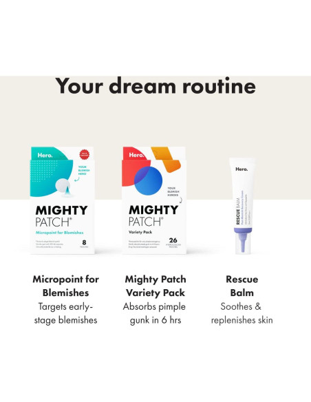 Mighty Patch Hero Cosmetics - Parches Hidrocoloides para Acné, 26 Unidades Mighty Patch Hero Cosmetics - Parches Hidrocoloides para Acné, 26 Unidades