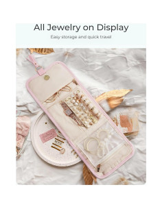 Organizador de Joyas de Viaje BAGSMART Beige Plegable 5 Compartimentos 2