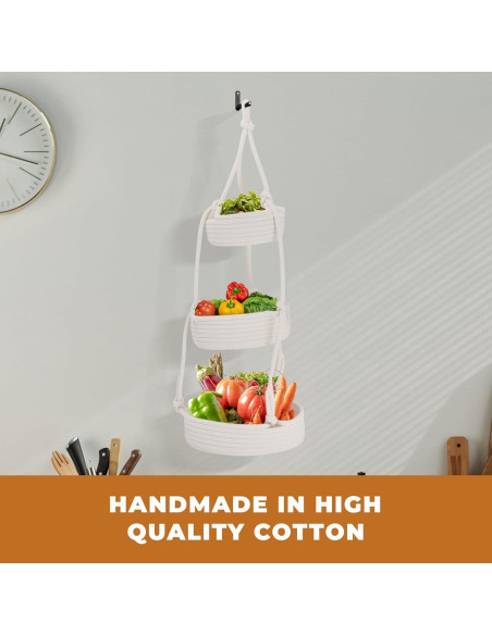 Cesta Colgante de Frutas Regal Trunk - 3 Niveles Macramé Cesta Colgante de Frutas Regal Trunk - 3 Niveles Macramé
