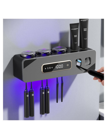Soporte de Cepillo de Dientes Automático Wekity Gris con Dispensador Soporte de Cepillo de Dientes Automático Wekity Gris con Dispensador