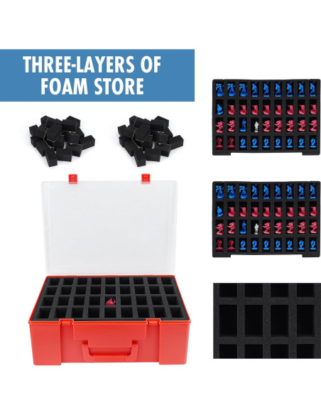 Caja de Transporte Brappo para Miniaturas 108 Ranuras Rojo Caja de Transporte Brappo para Miniaturas 108 Ranuras Rojo