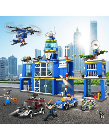 HOGOKIDS Estación de Policía Set 1260 Piezas Juguete STEM
